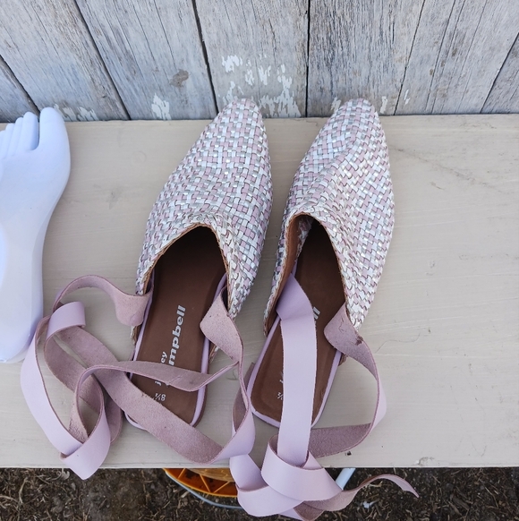 Jeffrey Campbell Sz 8.5 Khaleesi Woven Ankle Tie Mule In Lilac Mlti Women - Picture 6 of 9